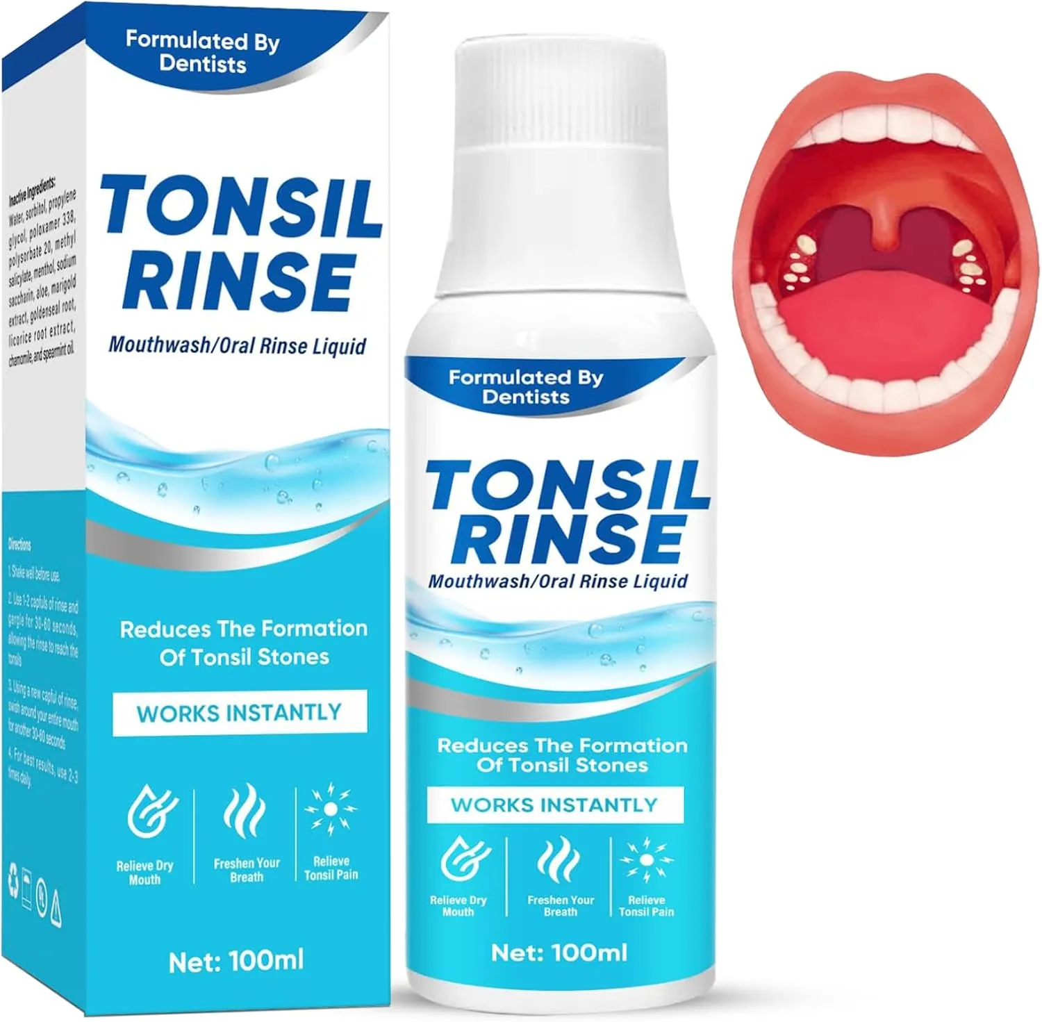 Tonsil Stone Remover Mouthwash, Oral Rinse Liquid Soothe Tonsils and Dry Mouth Relieve, Bad Breath Treatment and Stain Removal