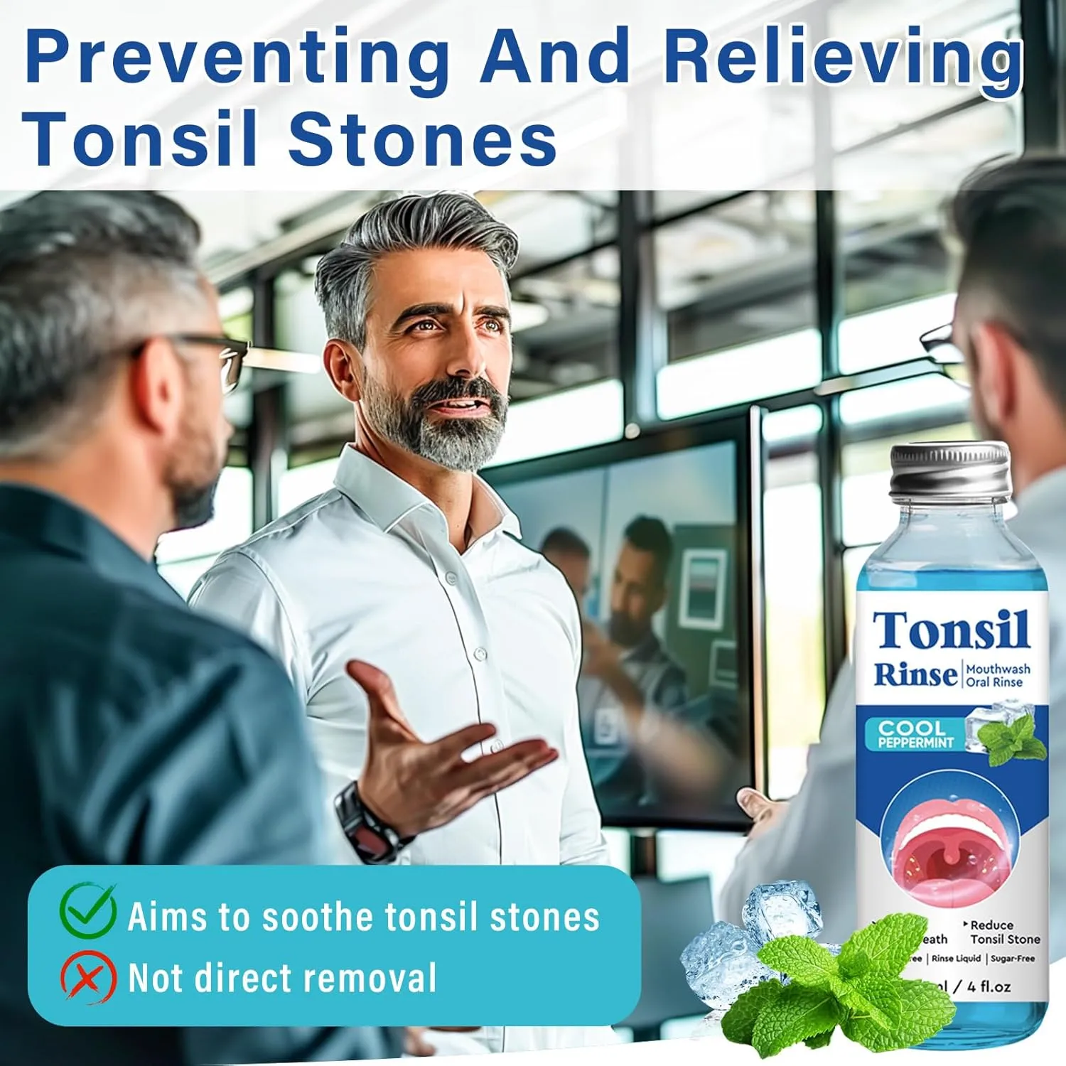 Tonsil Stone Remover, Nature Tonsil Stone Mouthwash or Oral Rinse Liquid to Remove Bad Breath, Soothe Dry Mouth & Fresh Breath, Tonsil Stone Removal Liquid, 4Fl Oz