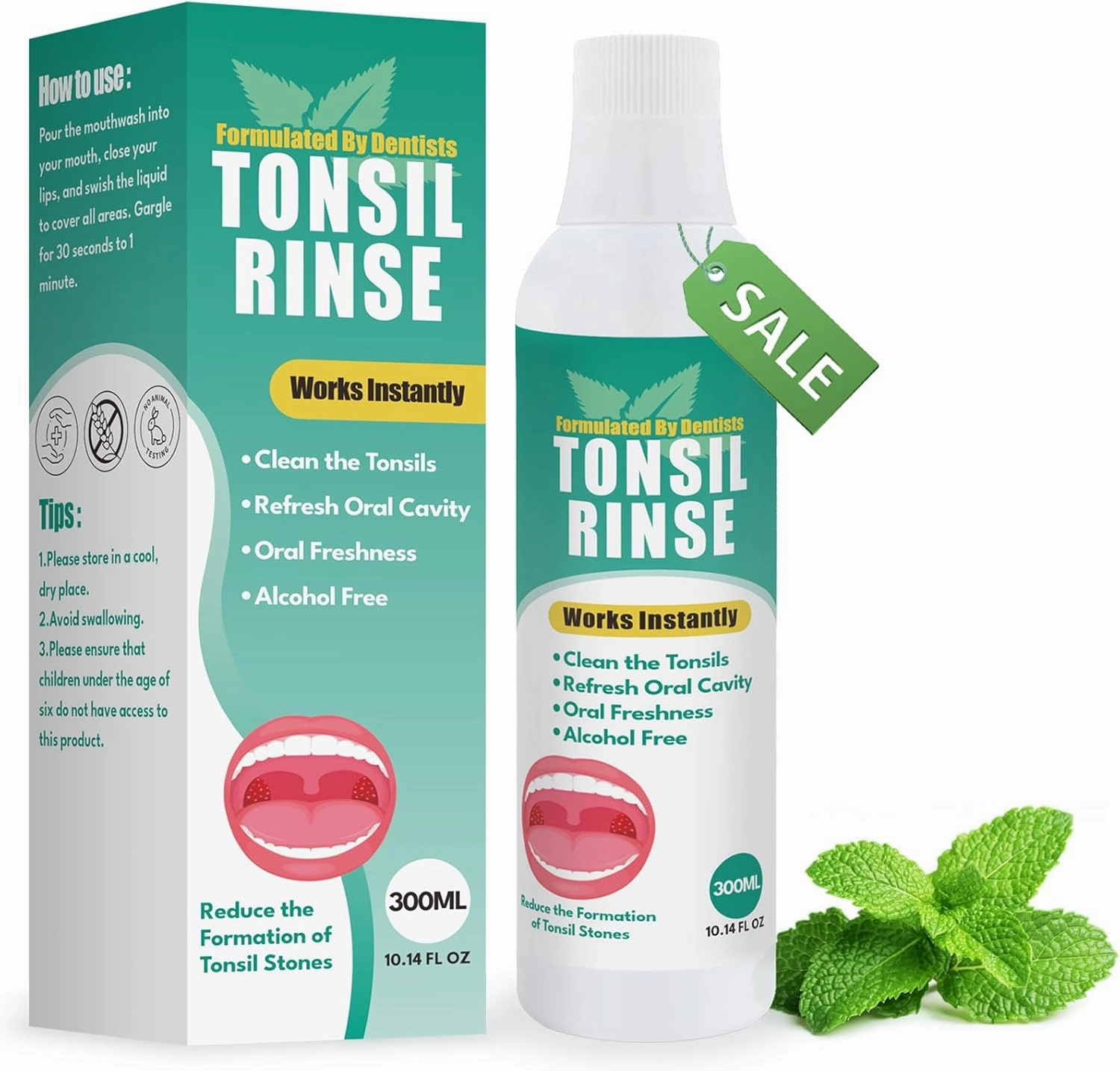 Tonsil Stone Remover Mouthwash, Natural Oral Rinse Liquid to Soothe Tonsils, Alcohol-Free Breath Freshens and No-Paraben Tonsil Stone Mouthwash