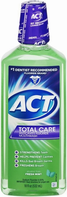 Total Care Anticavity Fluoride Mouthwash Fresh Mint - 18 oz, Pack of 5