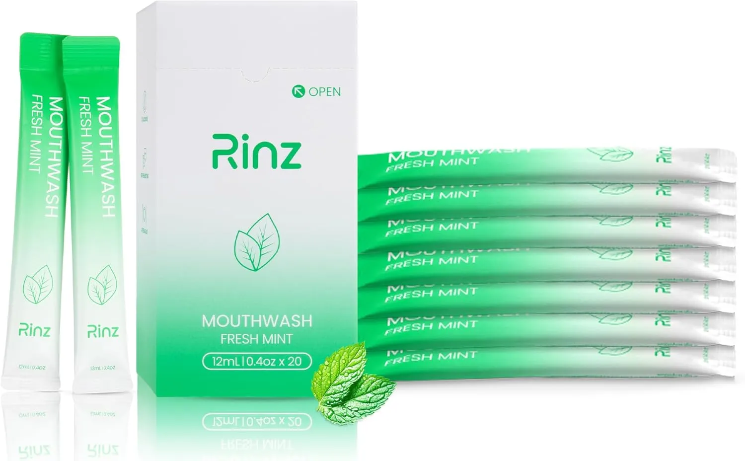 Travel Size Mouthwash - Fluoride/Alcohol Free Mouthwash - TSA Approved - Individual Mouthwash Packets - Mini Mouthwash - Portable Mouthwash - Fresh Mint Flavor - 0.4 Fl Oz Each (20 Pack)
