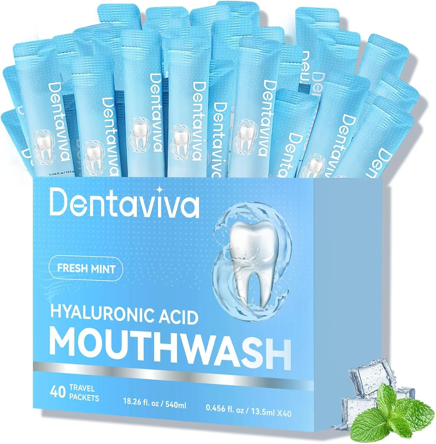 Travel Size Mouthwash with Hyaluronic Acid – Alcohol-Free and Fluoride-Free – Probiotics for Fresh Breath and Dry Mouth Relief – Xylitol Prevents Cavities – 40 Strips, 0.46 Fluid Ounces Each