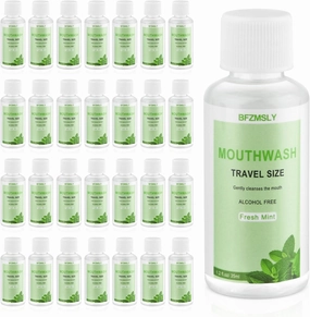 Travel Size Mouthwash, 1.2oz/35ml Mini Mouthwash, Alcohol-Free, Portable Oral Rinse for Travel, Hotels, On-The-Go (Mint) (50)