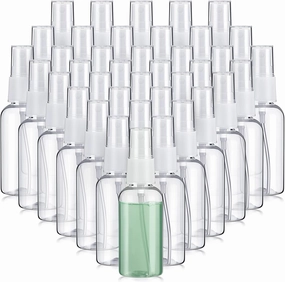 Uiifan 100 Pcs Mini Clear Spray Bottles 1 oz Small Empty Plastic Fine Mist Spray Bottles with Small Funnels for Essential Oils Travel Alcohol Perfumes