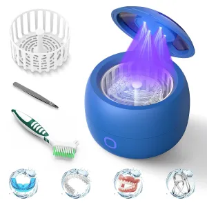 Upgraded Ultrasonic Retainer Cleaner, 45kHz Retainer Cleaner Machine for Denture Cleaner, Retainer Cleaner, Mouth Guard Cleaner, Night Guard Cleaner, Denture Cleaner with 200ML Dental Cleaning Pod