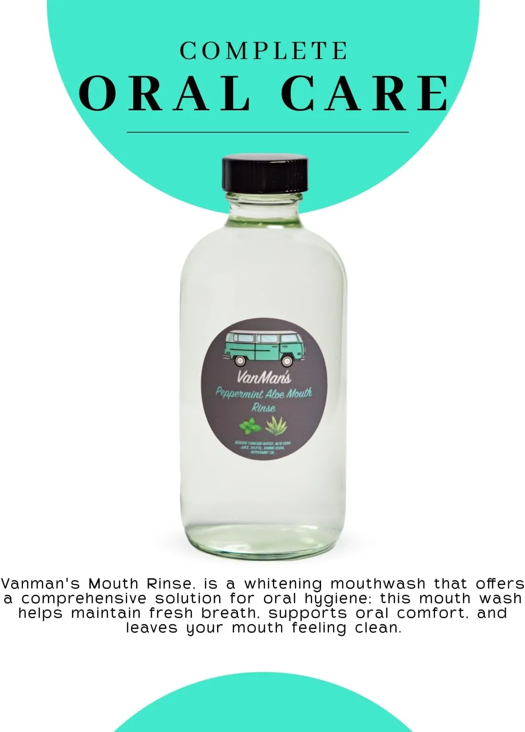 Vanman's - VanMan's Peppermint Aloe Mouth Rinse (8 Ounce) - Aloe, Fresh Mint Remineralizing Mouthwash for Gum Health, Bad Breath and Dry Mouth