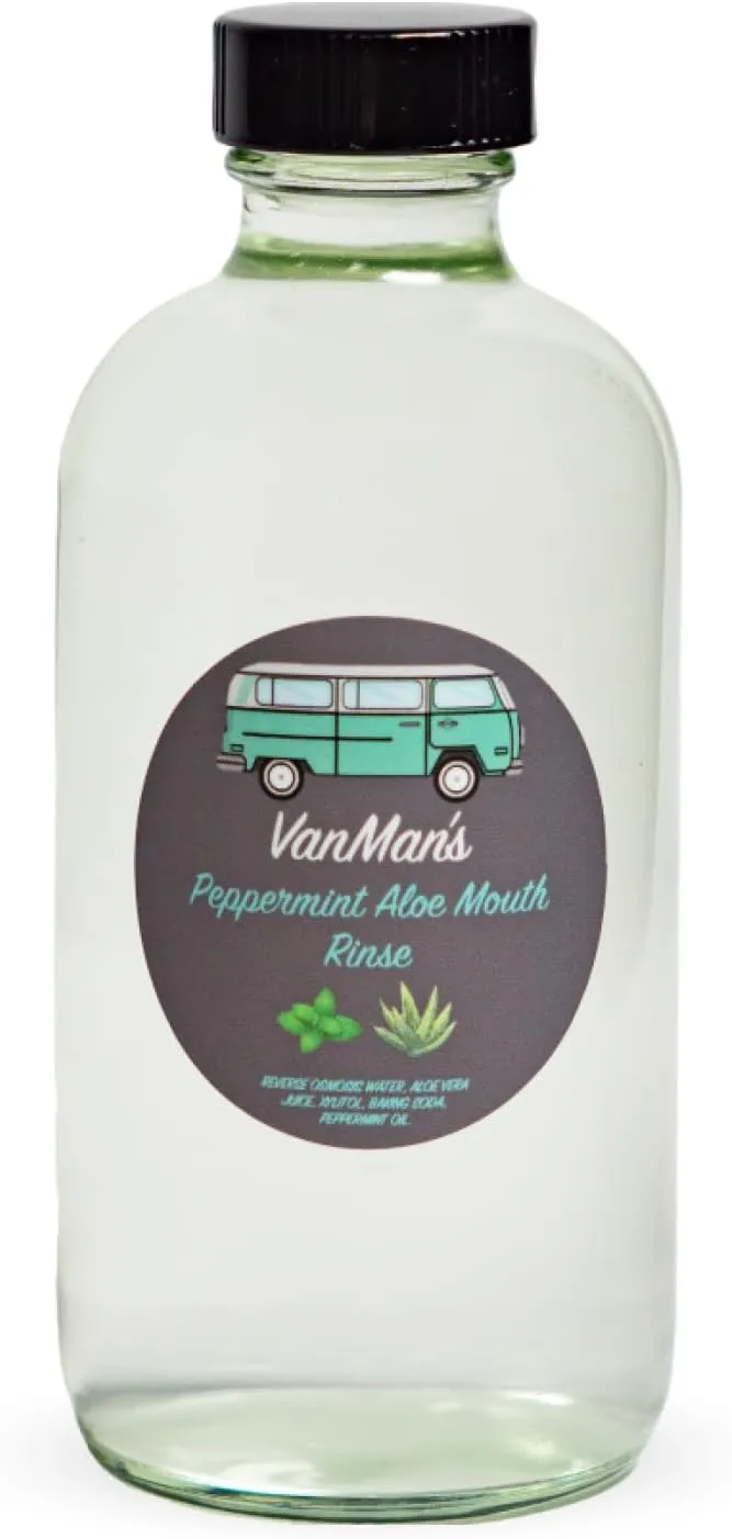 Vanman's - VanMan's Peppermint Aloe Mouth Rinse (8 Ounce) - Aloe, Fresh Mint Remineralizing Mouthwash for Gum Health, Bad Breath and Dry Mouth