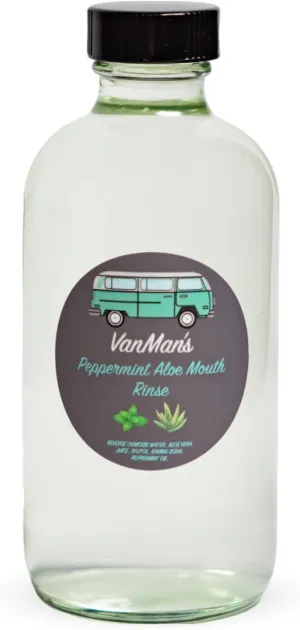 Vanman's - VanMan's Peppermint Aloe Mouth Rinse (8 Ounce) - Aloe, Fresh Mint Remineralizing Mouthwash for Gum Health, Bad Breath and Dry Mouth