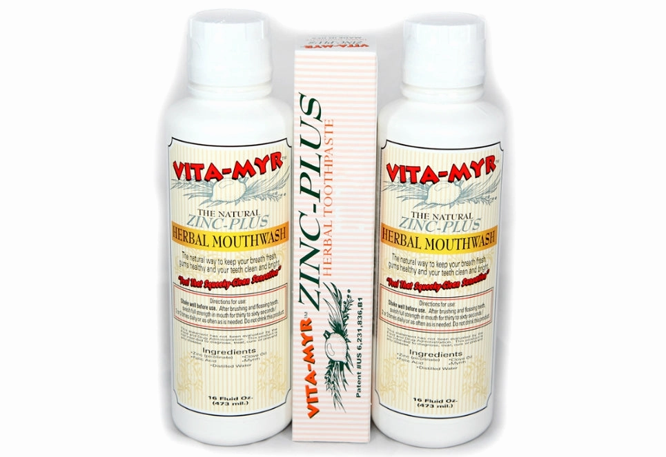 Vitamyr Family Package # 2B with 1 ea 4 oz. Vitamyr Original Toothpaste & 2 ea 16 OZ Vitamyr Natural Mouthwash.