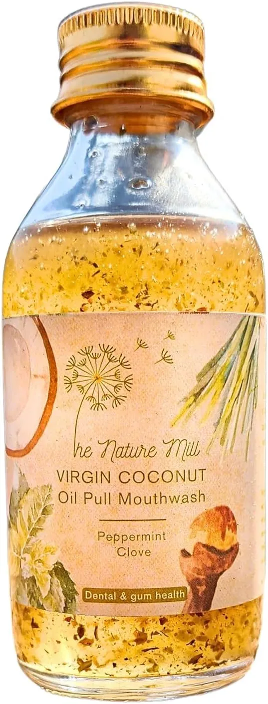 Viva Virgin Coconut Oil Pull Mouthwash Peppermint Clove. Natural Pulling Oil for Teeth and Gums (Mini, 100Ml)