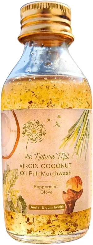 Viva Virgin Coconut Oil Pull Mouthwash Peppermint Clove. Natural Pulling Oil for Teeth and Gums (Mini, 100Ml)