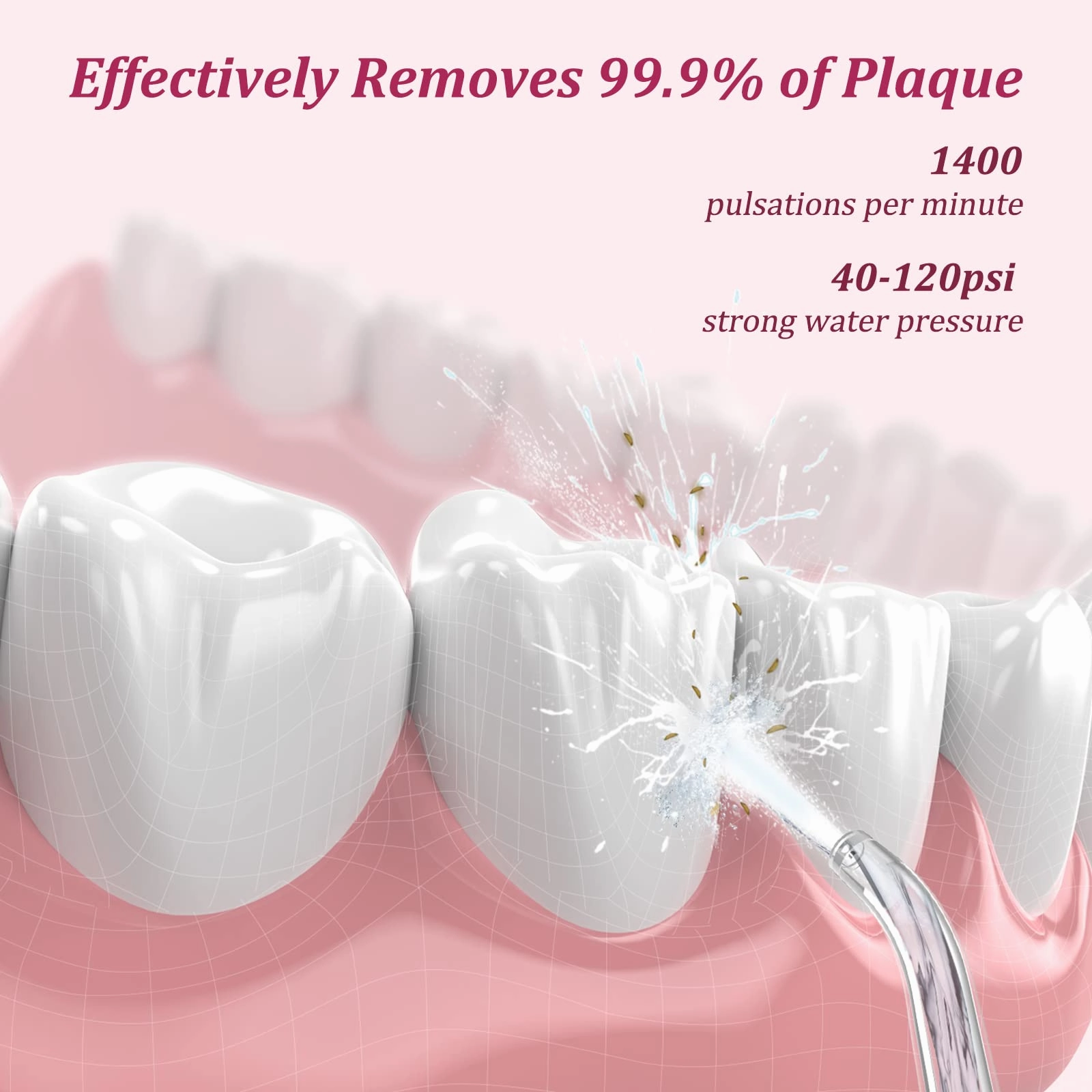 Water Dental Flosser Cordless for Teeth: Portable Oral Irrigator Rechargeable Collapsible Travel Teeth Cleaner with Case, 4 Modes with DIY, 5 Jet Tips, IPX7 Waterproof for Teeth Cleaning