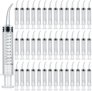 Zhengmy 100 Pack Dental Syringe with Curved Tip 12ml Disposable Irrigation Dental Syringe for Tonsil Stones Squirt Liquid Injection Mouthwash Cleaner Oral Tooth Care(with Capacity Scale)